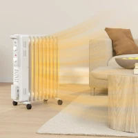 HOMCOM 2000W Quiet Oil Filled Radiator, 9 Fin Energy Efficient Portable Electric Heater with 3 Heat Settings, Adjustable Thermostat, Safety Tip Over, Overheat Protection, for Home, White(m-10)
