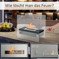 HOMCOM Biokamin Ethanol-Kamin Bio-Ethanol-Brenner 1,5L Brenndauer kein Rauch Edelstahl 47 x 20 x 40 cm(m-7)