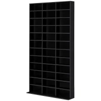 HOMCOM Rangements pour CD et DVD, étagère rangement, capacité max. 1116 CD/528 DVD, 36 compartiments et étagères réglables, pour bureau, salon, chambre, 102 x 23,5 x 195 cm, noir(m-10)