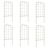 Outsunny Zestaw trejaży, 6 metalowych ogrodzeń do roślin pnących, Stal, 40 x 90 cm, Zielony(m-10)