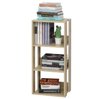 HOMCOM Libreria Scaffale in Legno a Parete con 3 Ripiani, Antiribaltamento, Piedini Antiscivolo, 40x29.2x87.9cm(m-1)