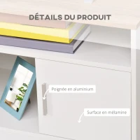 HOMCOM Meuble TV Banc TV en Bois Grand Espace de Rangement avec 2 Compartiments Ouverts 2 Armoires à Porte Une Armoire Ouverte 105 x 40 x 52 cm Blanc(m-7)