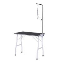 PawHut Haustierpflegetisch Haustier Trimmtisch Hunde Schertisch mit Schlingen Hundepflegetisch für Haushaltsbaden Haartrocken und Haarschneiden höhenverstellbar Schwarz(m-10)