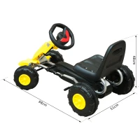 HOMCOM Kart à pédales Go-Kart Enfants avec Frein 88L x 51l x 48H cm Jaune Noir(m-3)