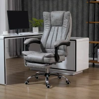 Vinsetto Home Office Chair Microfibre Desk Chair with Reclining Function Armrests Swivel Wheels Footrest Grey(m-2)