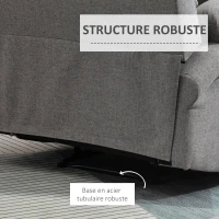 HOMCOM Fauteuil de Relaxation inclinable Manuel avec Repose-Pied Ajustable Tissu Polyester Aspect Lin Gris Clair chiné(m-6)