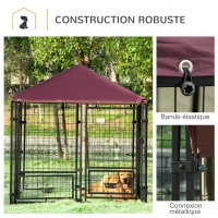 PawHut Chenil extérieur pour chiens tissu oxford avec 2 supports de bol rotatifs 8 panneaux toit imperméable 141 x 141 x 153 cm(m-6)