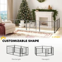 PawHut 6 Panels Dog Playpen, Portable Detachable Puppy Pen with Door, for Small Dogs, 60cm High, Grey(m-4)