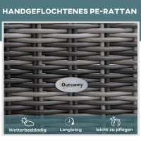 Outsunny Polyrattan Gartenliege mit Kissen Sonnenliege 5-stufig verstellbar Rattanliege Gartenmöbel Liege Stahl Grau 72 x 198 x 30 cm(m-4)
