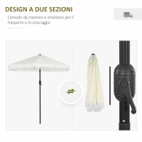 Outsunny Ombrellone da Giardino 2.3x2.2m Inclinabile con Palo Centrale e Manovella, Crema(m-8)