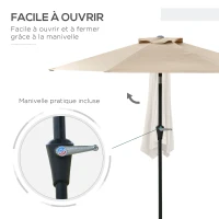 Outsunny Parasol de jardin Parasol droit hexagonal inclinable Ø 2,3 x 2,16H m métal polyester haute densité beige(m-4)