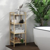 HOMCOM Four-Tier Bamboo Adjustable Shelf Storage Unit(m-10)