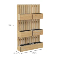 Outsunny Jardinière murale potager avec 5 bacs treillis en bois massif amovibles 60 x 16 x 100 cm(m-3)