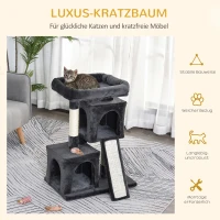 PawHut Kratzbaum 83 cm Kleiner Katzenkratzbaum mit Sisalsäulen, Katzenkratzbaum, Katzen Kletterbaum, Katzenbaum, Katzenmöbel Spielbaum für kleine Katzen, Dunkelgrau(m-4)