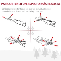 HOMCOM Árbol de Navidad 150cm Artificial Árboles con 180 Luces LED multicolor y Estrella Decorativa Brillante Árbol con Soporte Fibra Óptica(m-5)