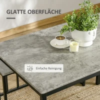 HOMCOM Essgarnitur, 4-teilig, Tisch, 2 Hocker und Bank, kompakt, Metallrahmen, Grau(m-6)