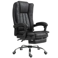 Vinsetto Home Office Chair Microfibre Desk Chair with Reclining Function Armrests Swivel Wheels Footrest Black(m-11)