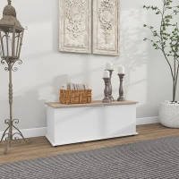 HOMCOM Arcón de Almacenamiento con Tapa Carga Máx. 120 kg para Dormitorio Salón 100x40x40 cm Natural y Blanco(m-2)