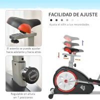 HOMCOM Bicicleta Elíptica de Fitness con Volante de Inercia 6kg Resistencia Magnética Ajustable Sillín Regulable Pantalla LCD Pulsómetro 130x68x162 cm Negro y Plata(m-5)