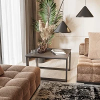 HOMCOM Metal Table Legs Set of 2, Square DIY Furniture Table Legs with Screws and Floor Protectors, Industrial Coffee Table Legs for DIY Chair, Bench, 41Hcm x 70Wcm, Black(m-10)