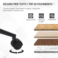 HOMCOM Sedia da Ufficio in Tessuto con Altezza Regolabile, Seduta Girevole e Ruote, Bianco(m-6)