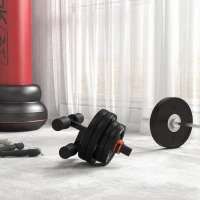 SPORTNOW Tib Bar with 2 x 5kg&2 x 10kg Olympic Weight Plates, Tibialis Trainer Calf Raise Machine for Shin Splints and Knee Pain Relief, for Home, Gym, Lifting and Strength Training(m-10)