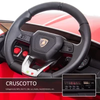 HOMCOM Macchina Elettrica per Bambini Marchio Lamborghini 12V 2 Velocità 3-5km/h, Telecomando e Presa USB, Rosso, 105x65x52cm(m-7)