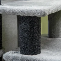 PawHut Adjustable Cat Steps, with House & Hanging Toy Ball - Grey(m-8)