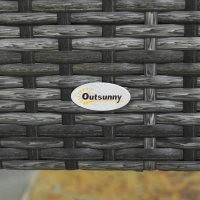 Outsunny Conjunto de 4 Muebles de Jardín de Ratán con 2 Sofás Dobles Mesa Central Mesa con Arcón Cojines Extraíbles para Terraza Exterior 132x69x64 cm Gris(m-9)