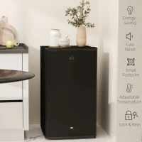 HOMCOM 91L Freestanding Under-Counter Fridge with Lock - Black(m-8)