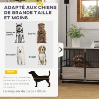 PawHut Cage pour chien intérieur, table d'appoint, 100 x 60 x 68 cm, niche, 3 portes verrouillables,  aspect bois noir(m-4)