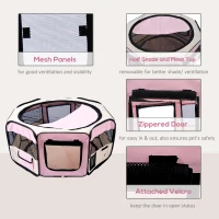 PawHut Portable Cat Dog Playpen Pet Puppy Rabbit Guinea Pig Pen Run Dia 90 x 41H cm Indoor & Outdoor Pink(m-5)