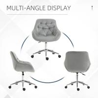 Vinsetto Home Office Chair Velvet Ergonomic Computer Chair Comfy Desk Chair with Adjustable Height, Arm and Back Support, Grey(m-7)