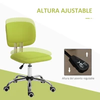 Vinsetto Silla de Escritorio Giratoria Tapizado de Tela con Altura Ajustable Estilo Moderno Carga 120 kg 48x53x80-90cm Verde Lima(m-4)