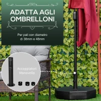 Outsunny Base per Ombrellone in Plastica Riempibile con Acqua e Sabbia 28-40 kg, per Pali da 38-48 mm, Ø60 cm, Nero(m-4)