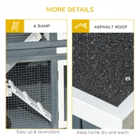 PawHut Rabbit Hutch Outdoor Guinea Pig Hutch 2 Tier Wooden Cage w/ Ramp, Divider, Openable Roof, 125 x 48 x 100cm - Grey(m-7)