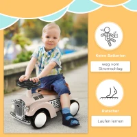 AIYAPLAY Kinder Rutschauto, Vintage-Design, versteckter Stauraum, Kippschutz, Hupe, 12-36 Monate, Cremeweiß(m-7)