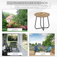 Outsunny Gartentisch Rundtisch elegant Gartenmöbel stabil verstellbare Füße Dekoration Garten Terrasse Wohnzimmer Stahlboden Braun Ø49 x 48H cm(m-6)