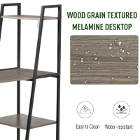 HOMCOM Modern Foldable Home Office Desk with Storage Shelf Freestanding Computer Table Workstation for Study, Grey(m-5)