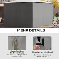 Outsunny Ersatzvorhang für Pavillon, 4er-Set, für 3x4m Pavillons, 352x205cm, Hellgrau(m-5)