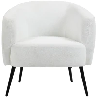 HOMCOM Fauteuil design en tissu effet laine bouclée avec accoudoirs pieds métal noir pour chambre salon 72 x 73 x 73 cm blanc(m-1)