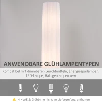 HOMCOM Stehlampe Wohnzimmer Schlafzimmer Standleuchte Stehleuchte Edelstahlboden Textillampenschirm 40 W rund weiß + silber Ø 20 x 160 cm(m-6)