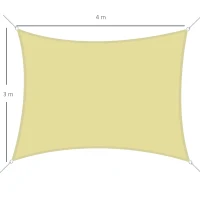 Outsunny Vela Ombreggiante Rettangolare, Tenda da Sole per Esterno in Poliestere Anti UV Traspirante 3x4m Color Sabbia(m-3)