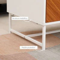 HOMCOM Tavolino da Caffè con 2 Cassetti e Vano Aperto in Legno e Metallo, 100x50x40cm, Bianco e Marrone(m-7)