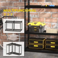 HOMCOM Estantería Almacenamiento de 4 Niveles Estantería de Garaje de Acero Carga 600 kg Estantes Ajustables 70x30x152 cm Negro(m-6)