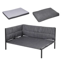 PawHut Cuccia per Cani Grandi Rialzata, Lettino Morbido per Cani fino 30kg, per Interni ed Esterni, Grigio, 93.5x69x48.5cm(m-10)