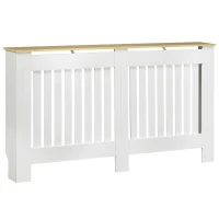 HOMCOM Mobile Copricaloriferi in Legno Truciolare e MDF, Pannello a Doghe e Mensola Superiore, 152x19x83cm, Bianco(m-1)