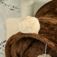 PawHut 47cm Small Cat Tree w/ Scratching Post, Bed, Cat Tunnel, Toy Ball, Dark Brown(m-9)