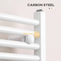 HOMCOM Curved Heated Towel Rail, Hydronic Bathroom Ladder Radiator Towel Warmer For Central Heating 600mm x 700mm, White(m-5)