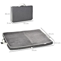 PawHut Coussin matelas pour chien moyenne taille, pliable portable lavable mousse à mémoire de forme 70 x 55 x 4,5 cm gris(m-3)